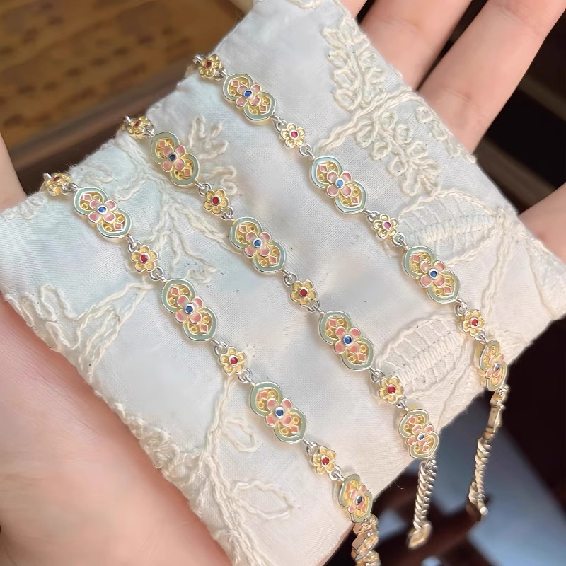 铜合金珐琅手链 古法珐琅彩葫芦手链时尚手工少女可爱