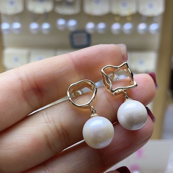 淡水珍珠耳饰银S925镶嵌