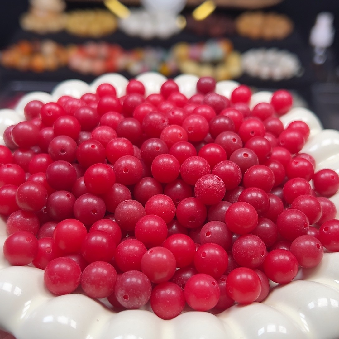 菩提根/象牙果手串卡10红色圆1000颗