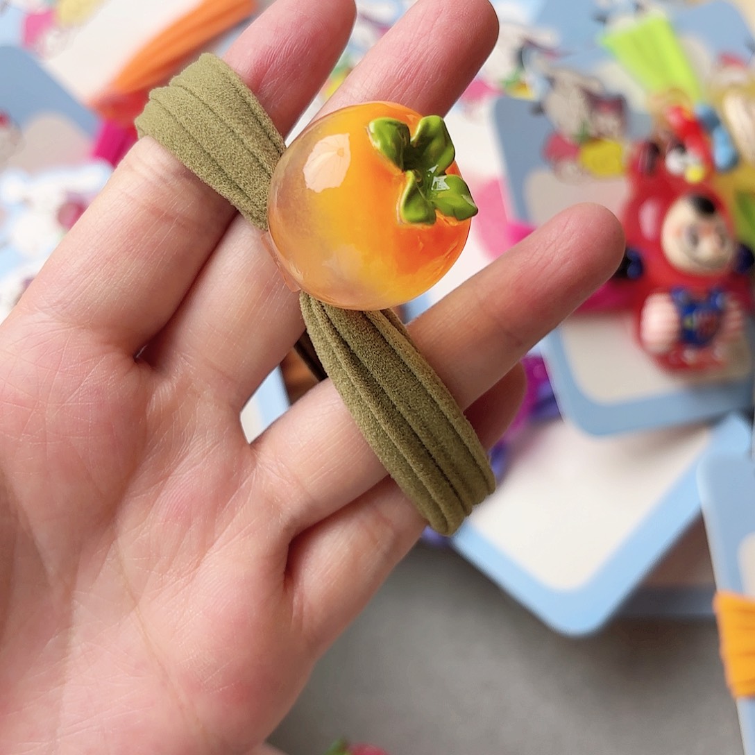 布艺铁合金夜光柿子发圈