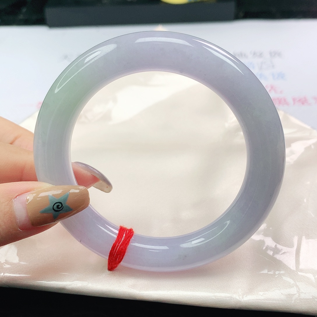 翡翠未镶嵌手镯翡翠56.5春彩圆条