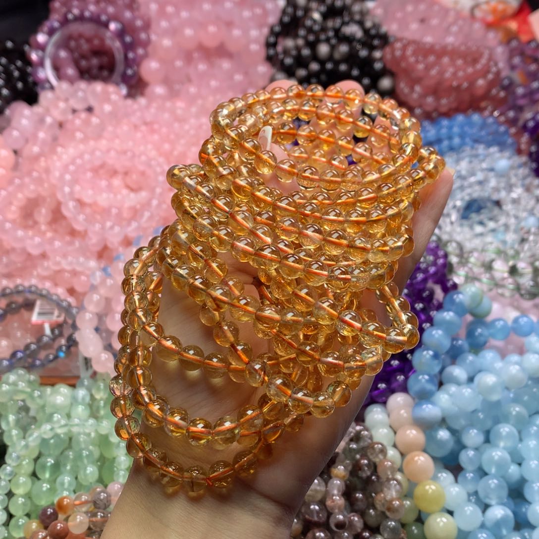 水晶手链未镶嵌黄塔晶黄水晶卡7+