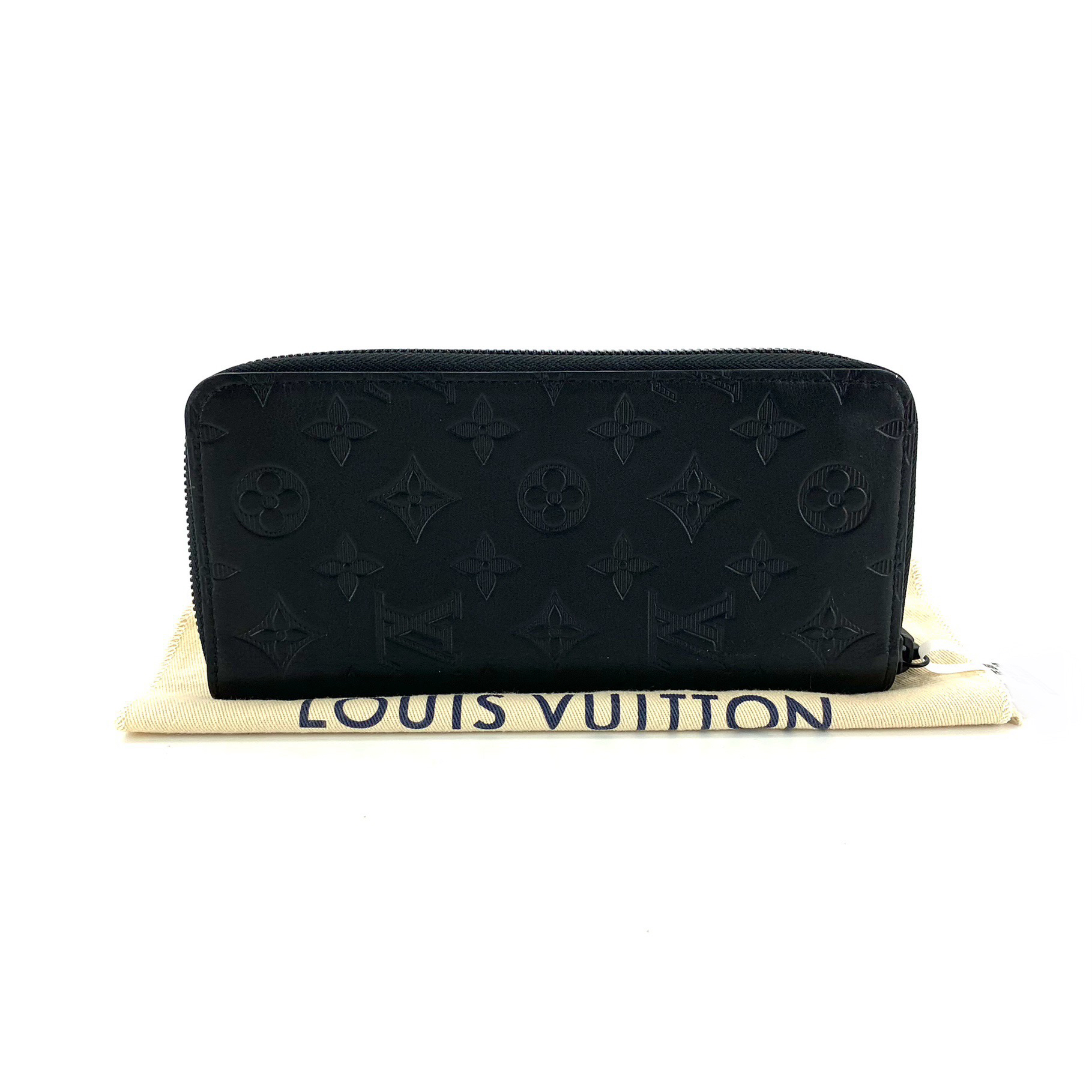 99新 LouisVuitton/路易威登 经典黑色压花拉链长款钱包  尺20/10