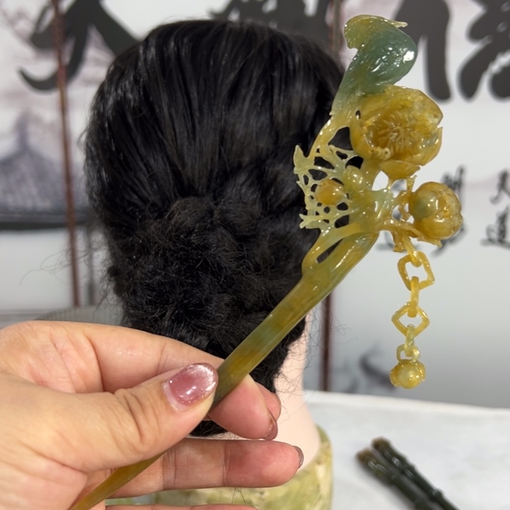 定制蛇纹石玉如**行毛货发饰