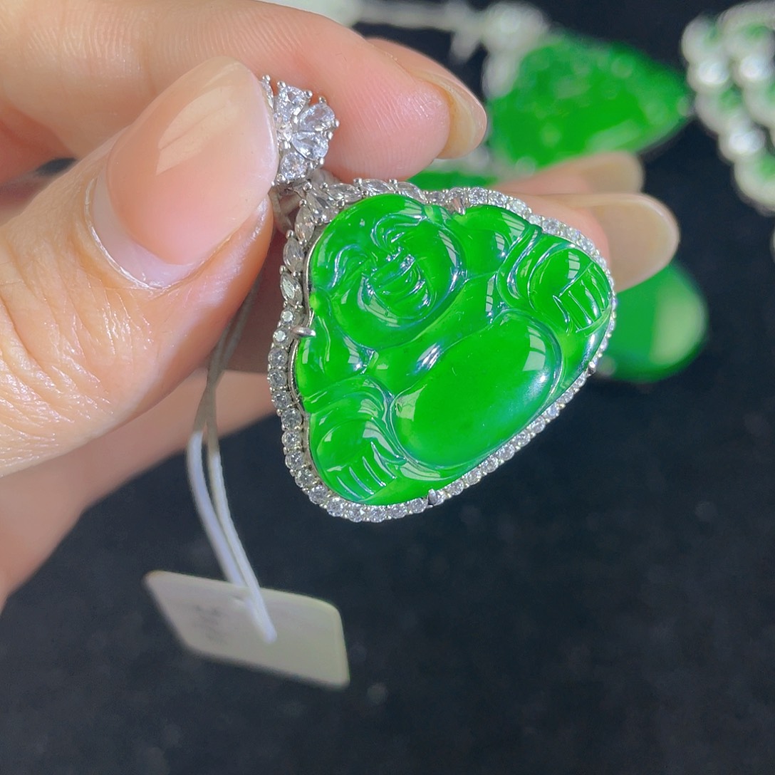 翡翠吊坠(不含链)银S925镶嵌