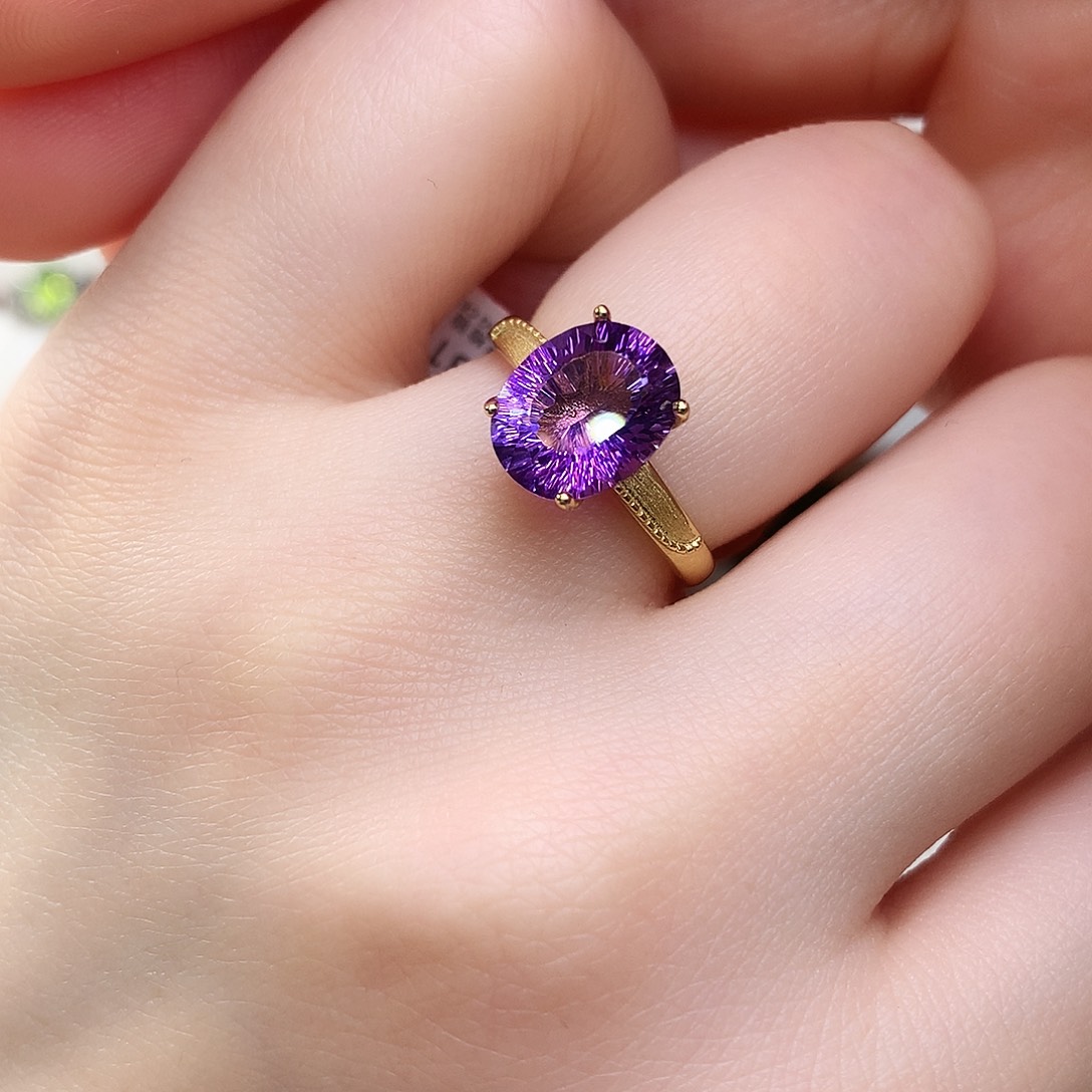 紫晶戒指银S925镶嵌28-2