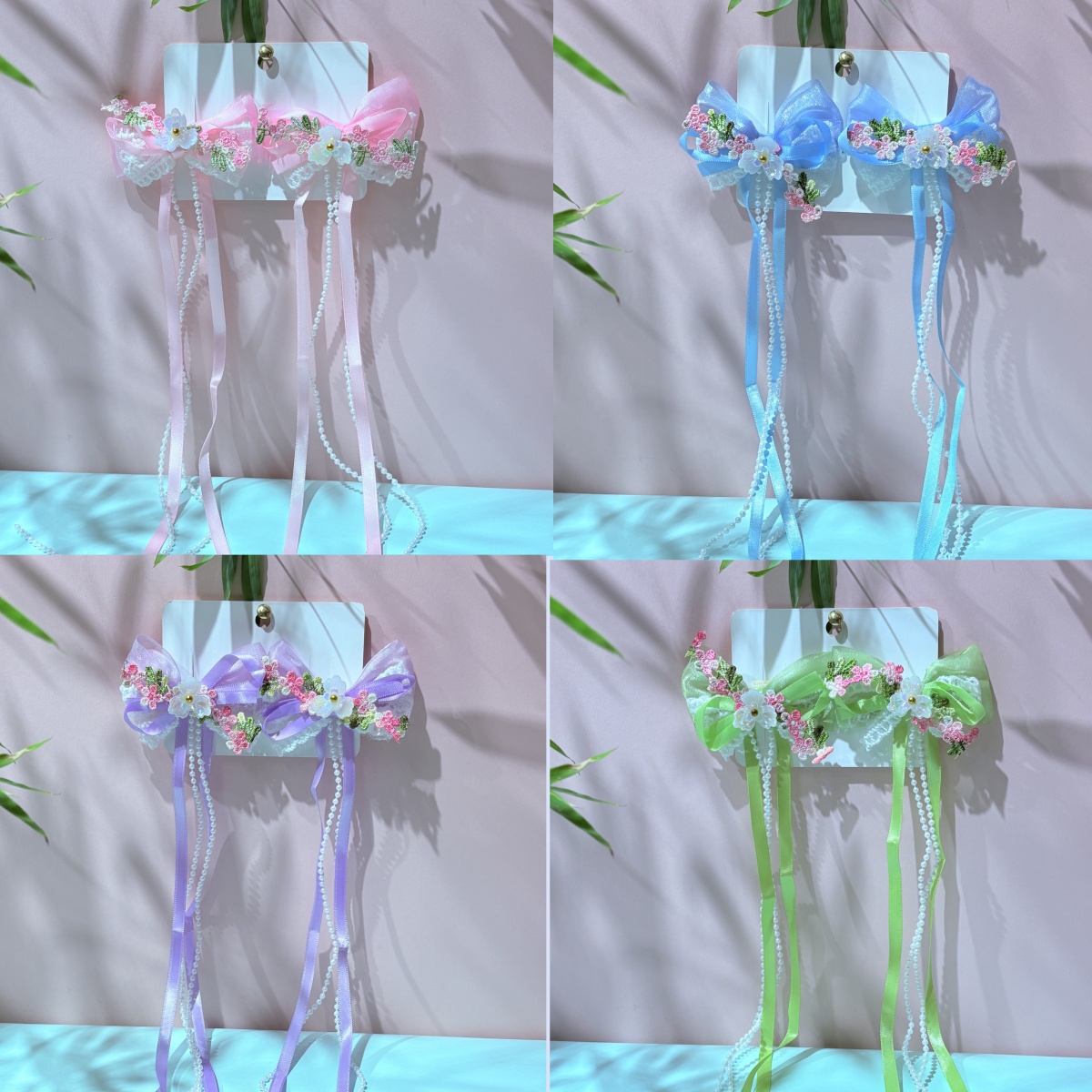 江南饰家女童汉服古风发夹女孩蝴蝶结飘带国风超仙古装头饰