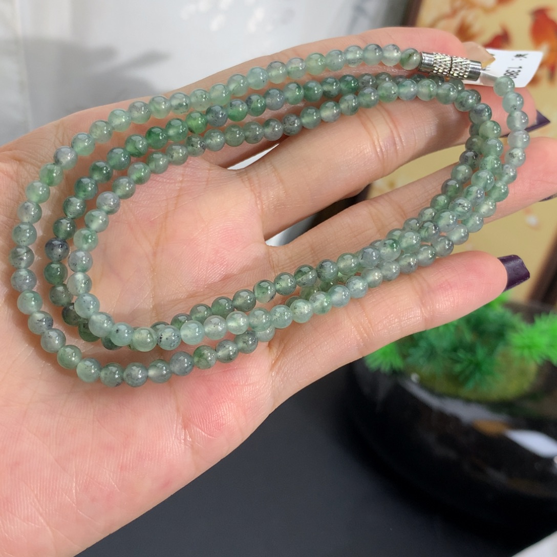 翡翠未镶嵌手串卡4胶润乌鸡飘花项链