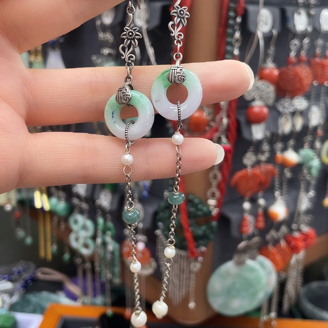 翡翠耳饰银S925镶嵌fbnhghhy