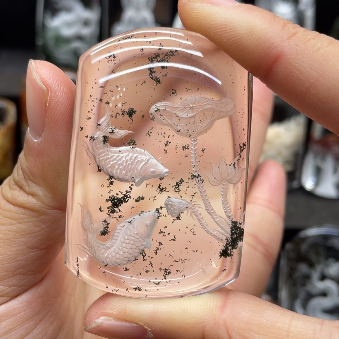 水晶吊坠未镶嵌年年有鱼