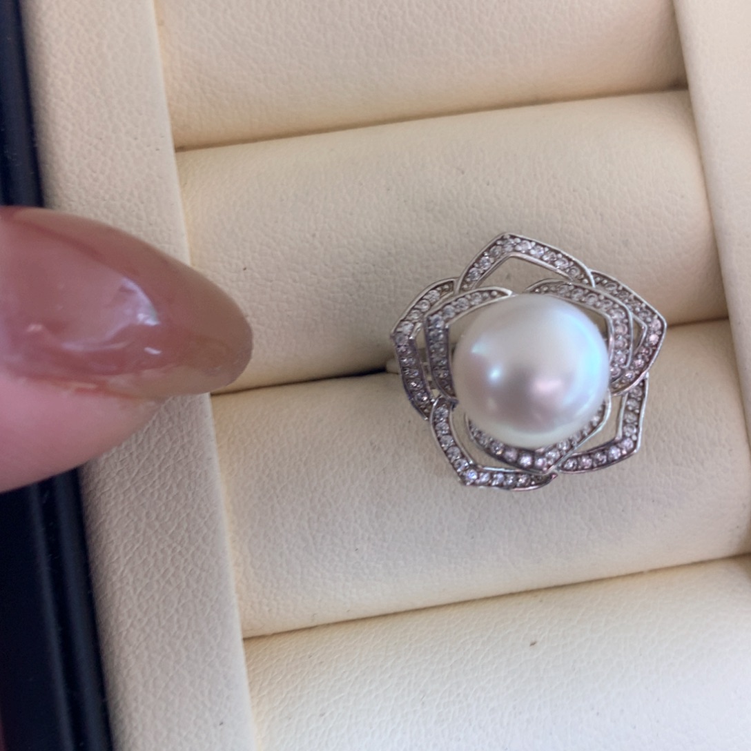 银S925镶嵌海水珍珠戒指