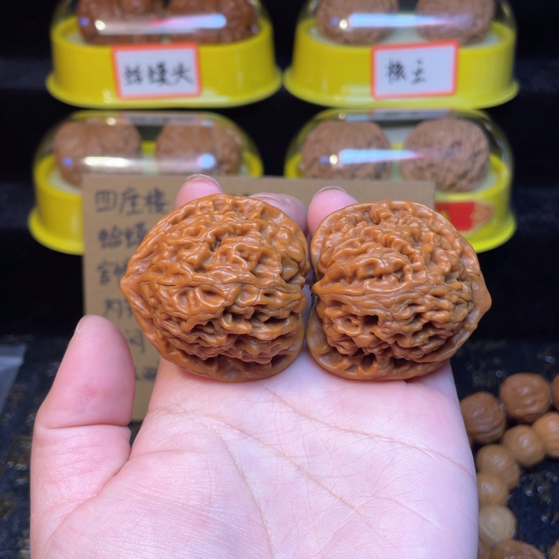 文玩核桃把件小***斧水龙纹41尺