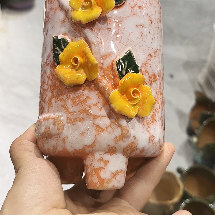 瓷片花盆多肉植物艺术品
