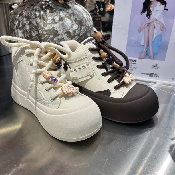 玛莎玛索508-446新款时尚休闲百搭女单鞋女休闲鞋高帮丑萌鞋