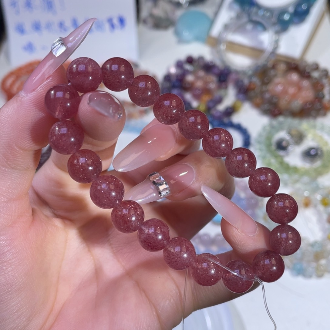 未镶嵌手链水晶星光蜜桃粉草莓晶9+