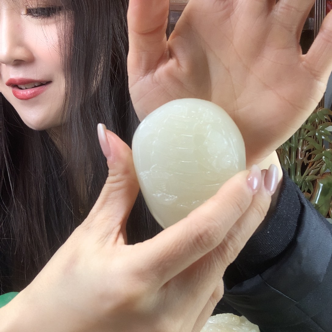艺***新石材古青石手把件