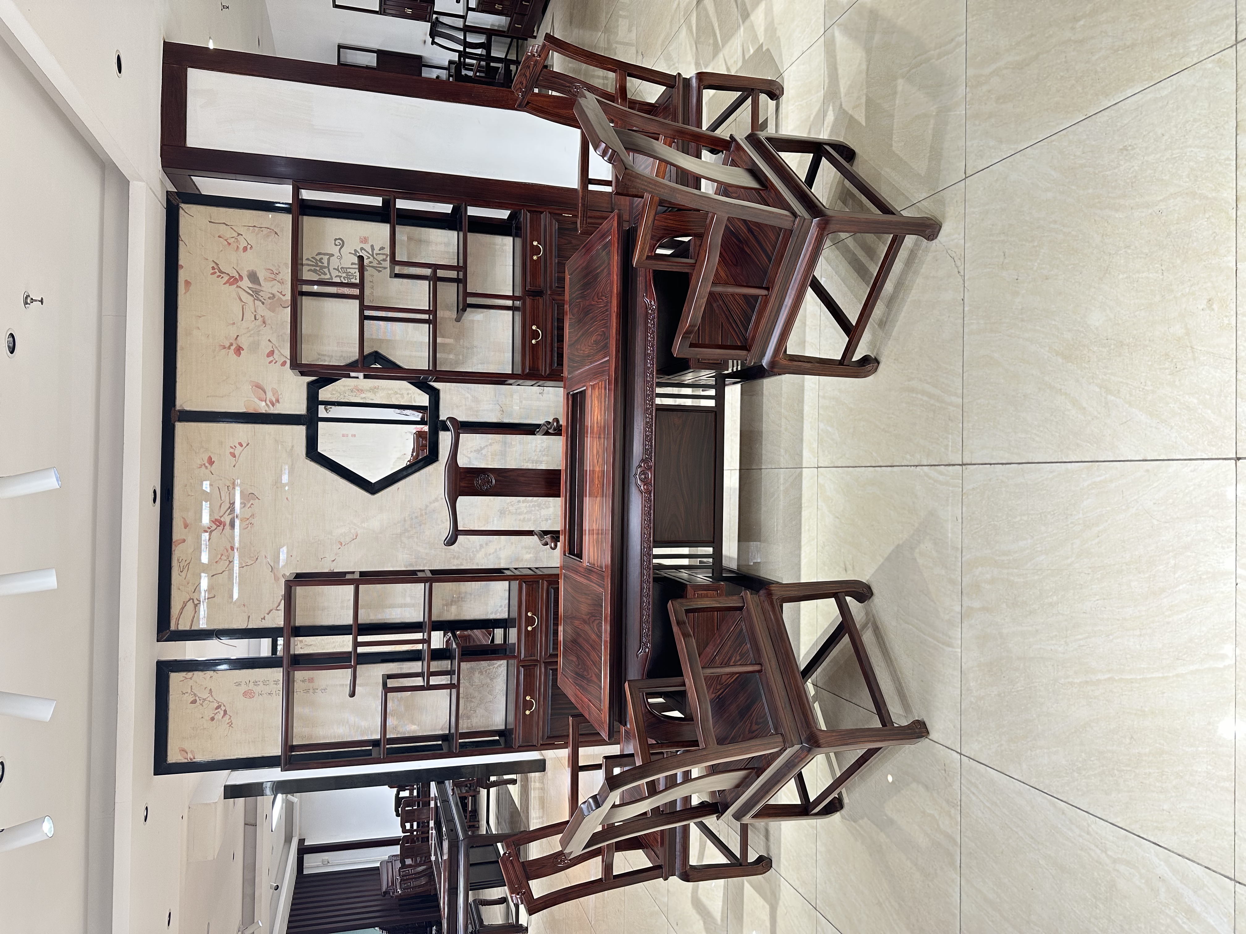 工厂直出国色天香茶台南美酸枝实木榫卯结构茶台六件套