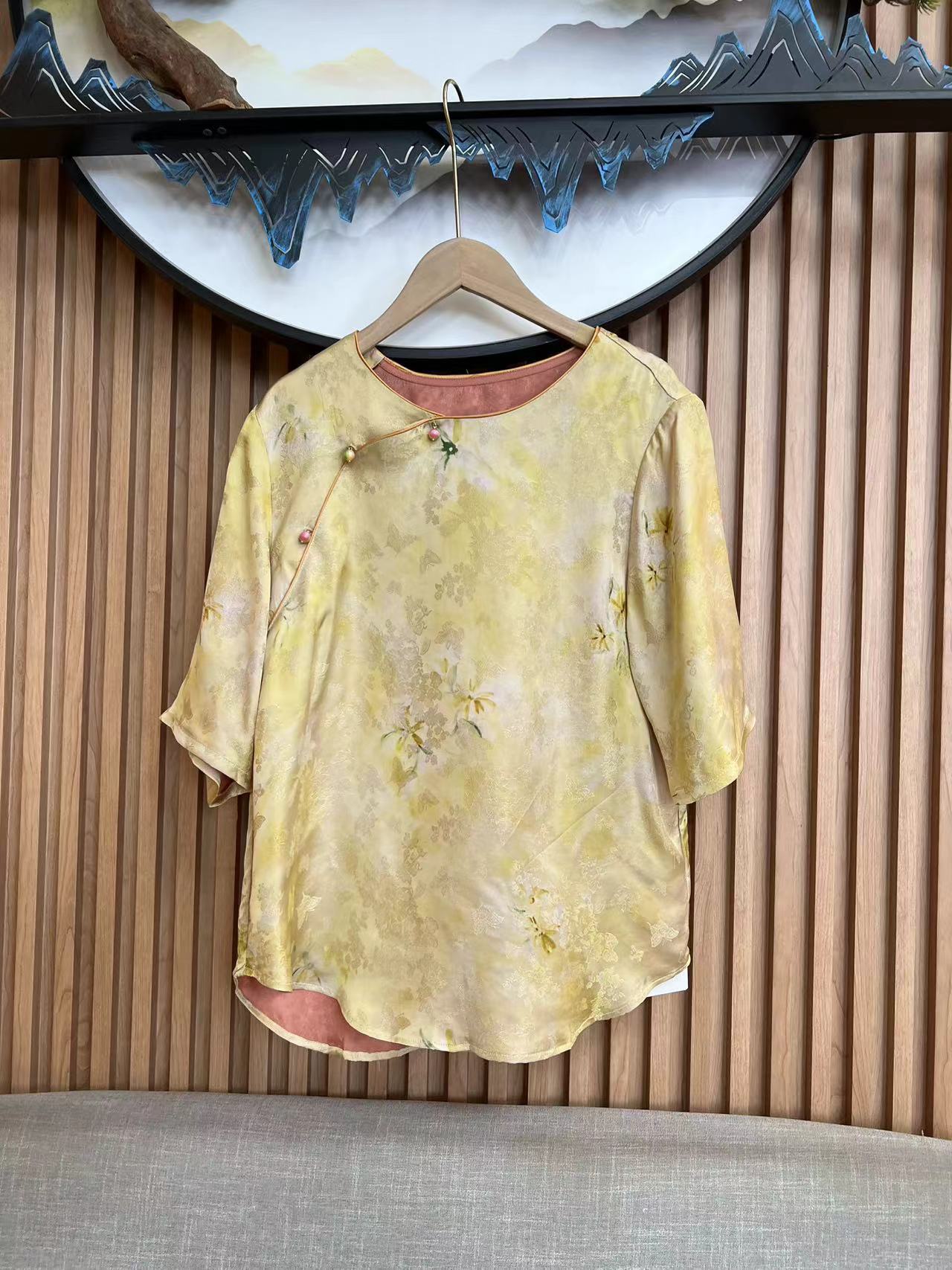短袖薄款上衣圆领复古重磅唐装双面中国风 1245