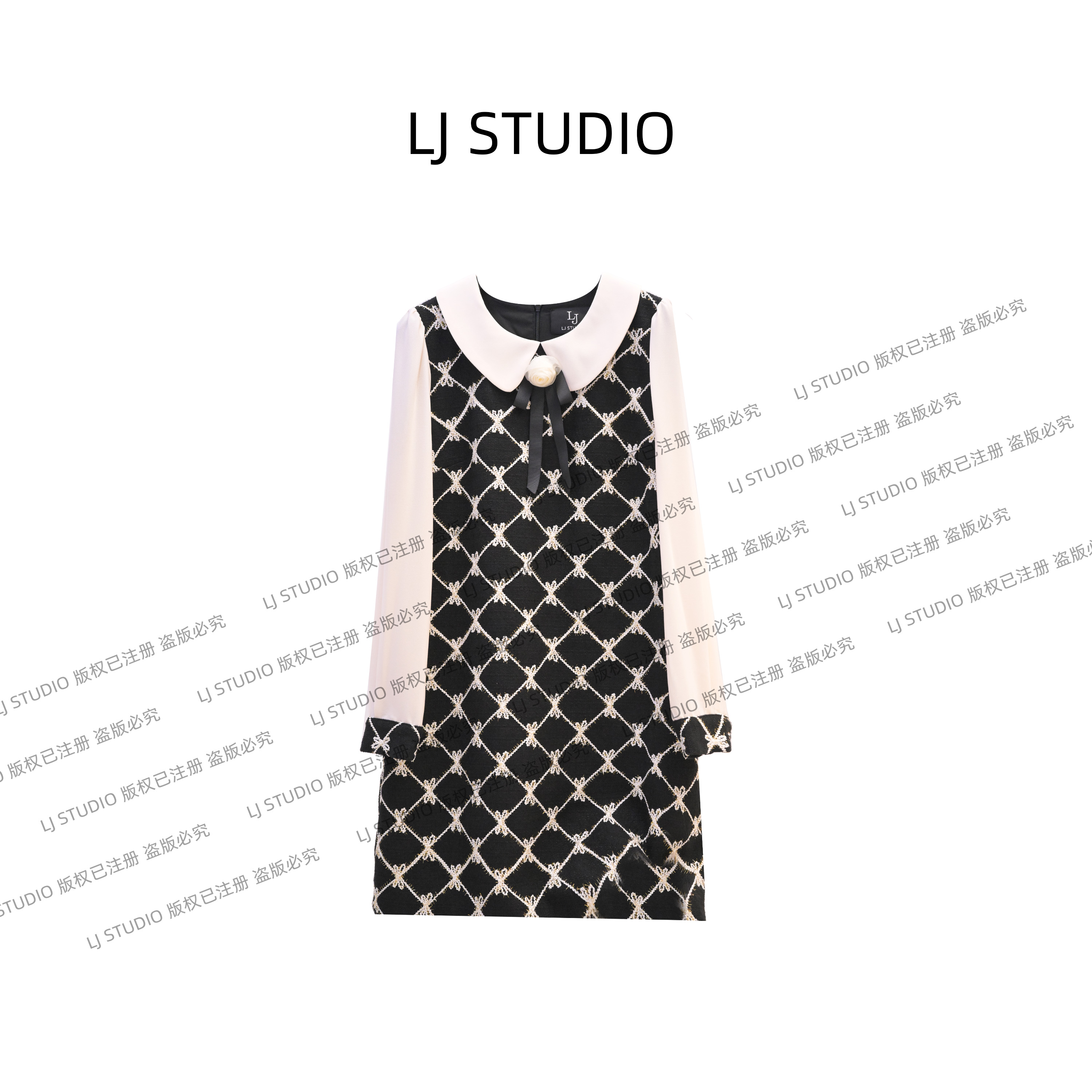 《L.D》早秋小香连衣裙新款时尚女士长裙高定成衣LJ0112