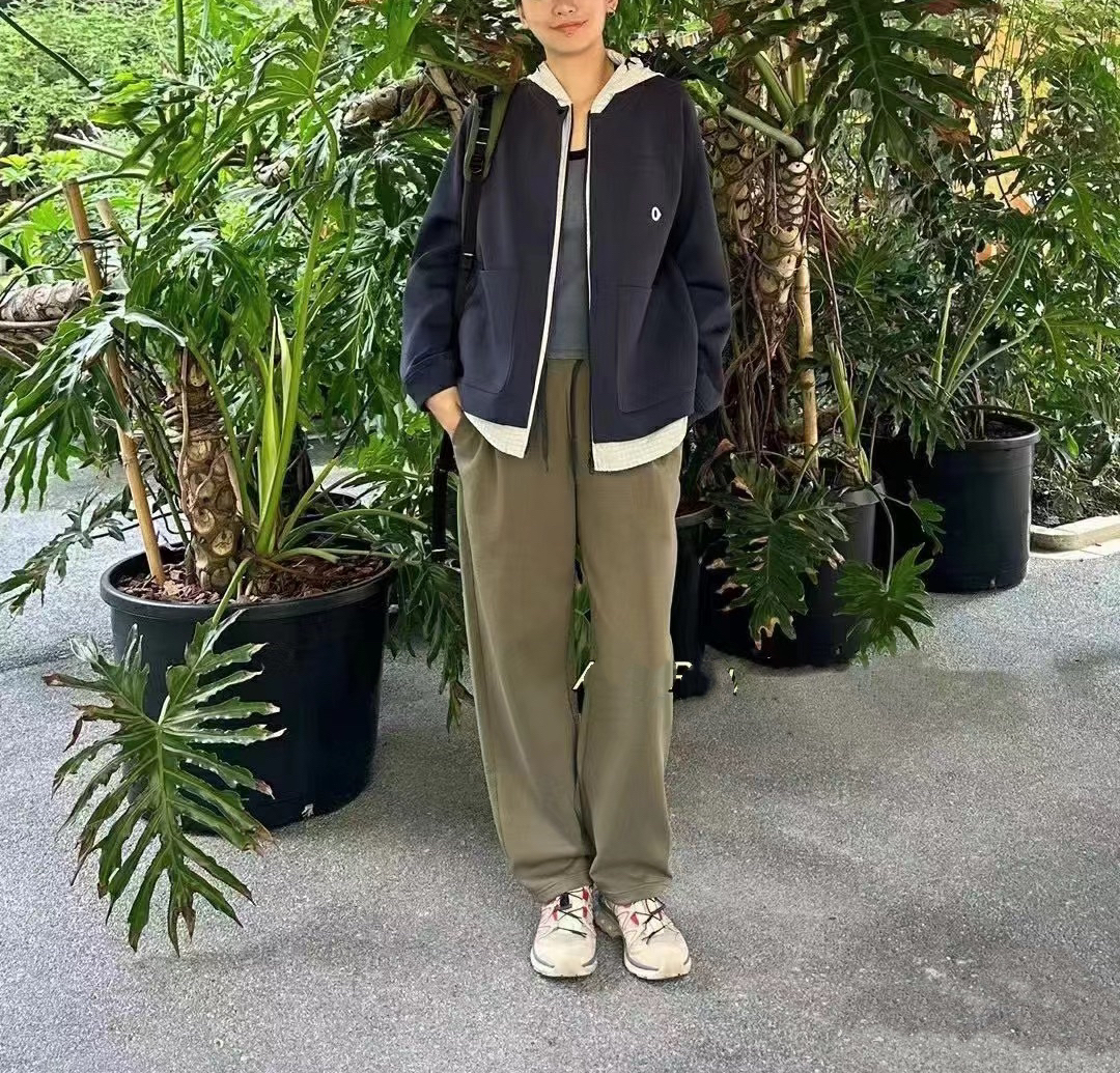 小O空气棉松紧腰裤脚2用弯刀针织裤休闲运动裤香蕉裤