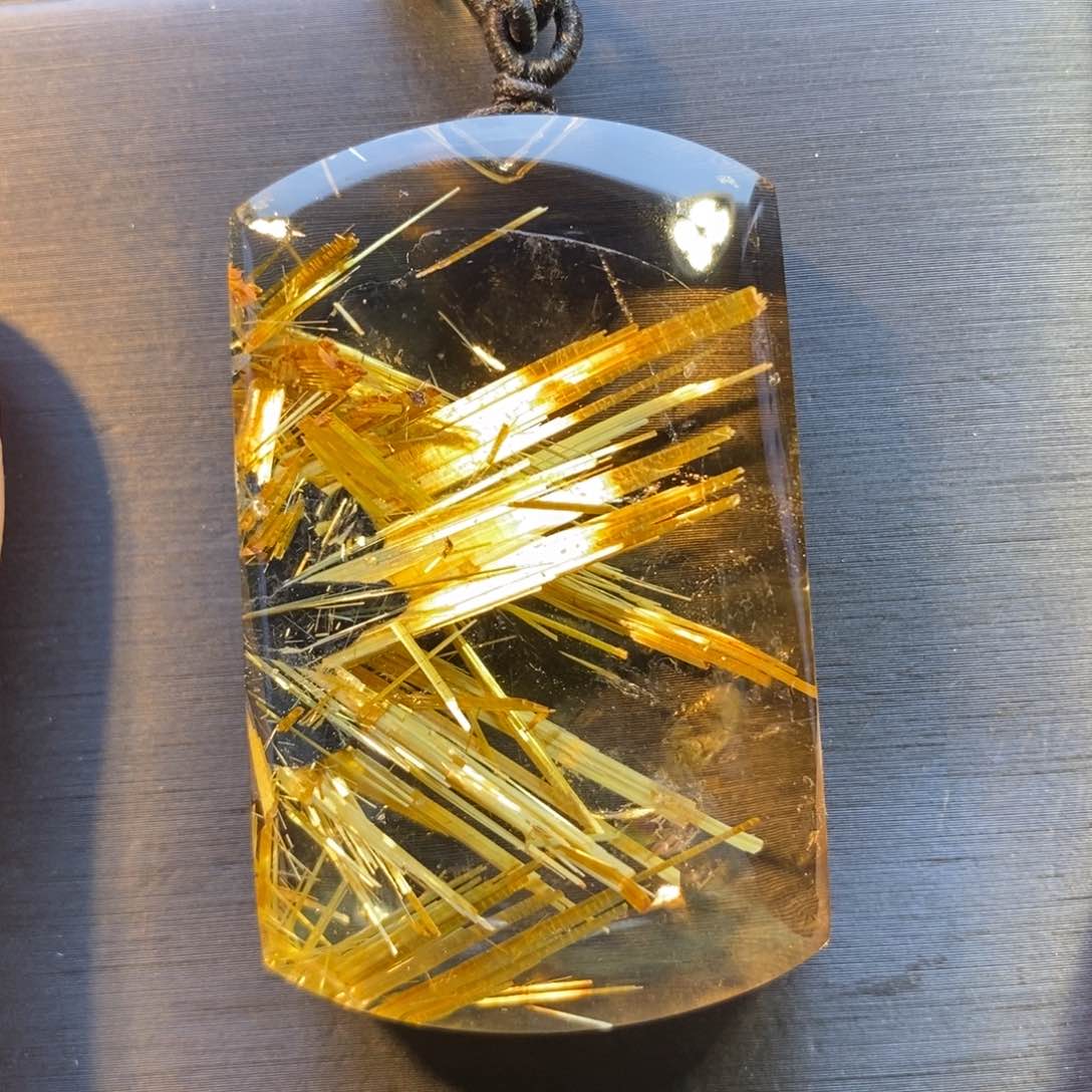 水晶颈饰未镶嵌天然水晶钛晶无事牌