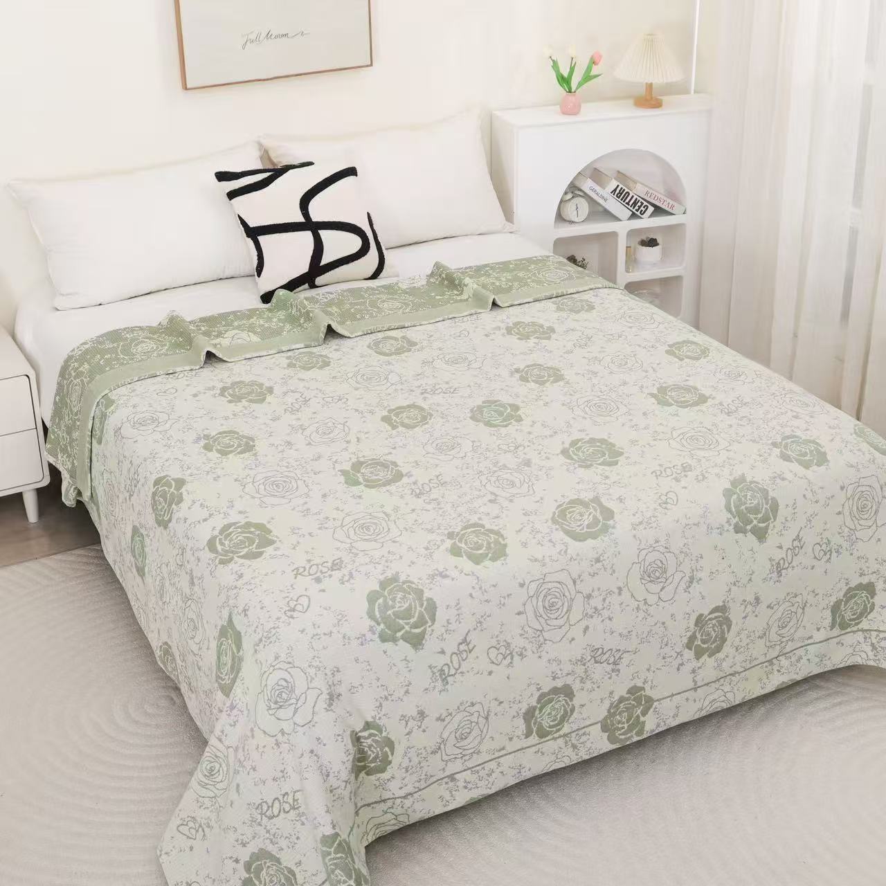 【绿意浓】高端定制雨露麻舒适透气多功能床盖2/2.3