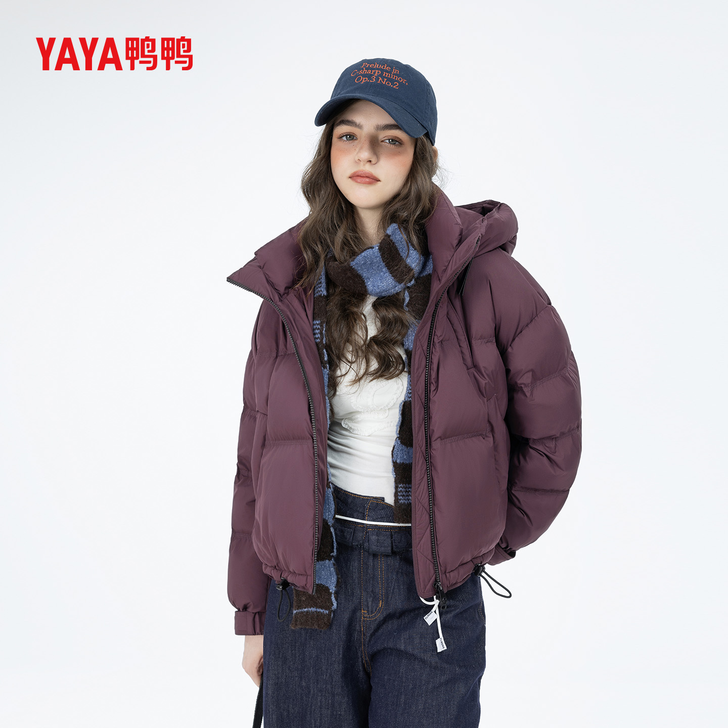 YAYA鸭鸭官方新国标90绒短款街头风羽绒服女休闲保暖宽松时尚外套