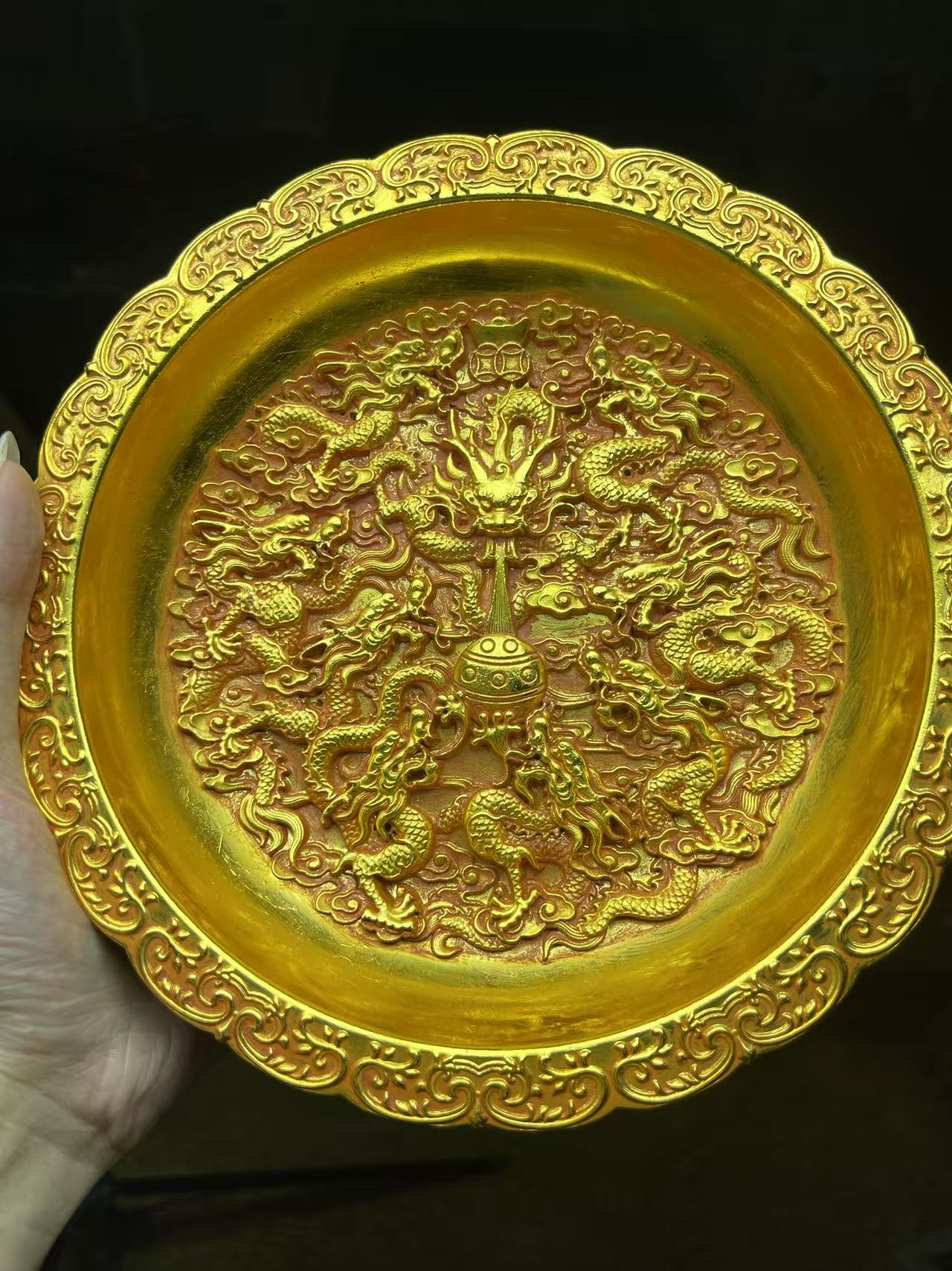 精美手工艺术摆件 复古摆件 大龙盘