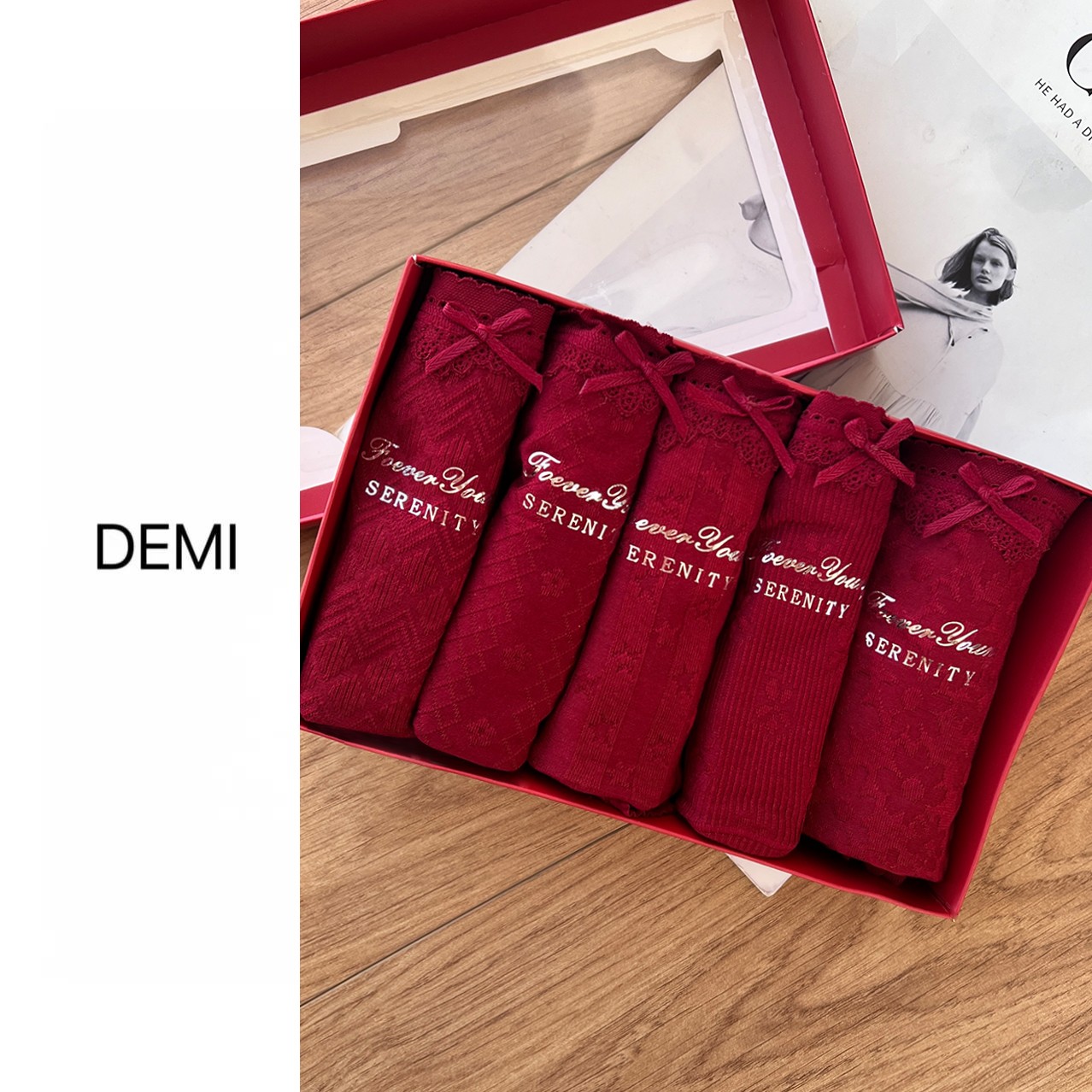 MISSRUILI定制　新年本命年红色字母高腰舒适弹力内裤F1471