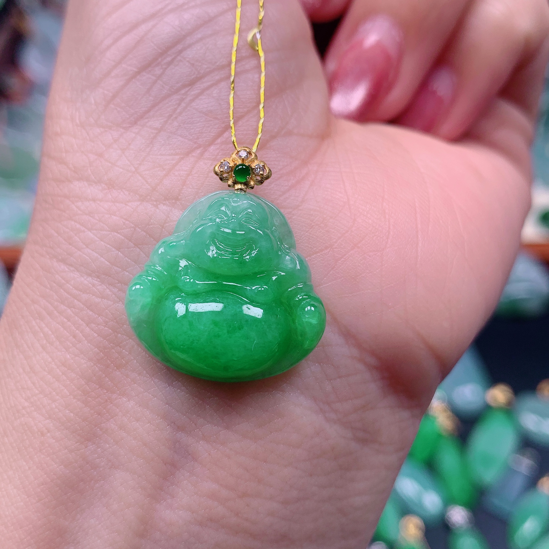 缅甸天然A货翡翠，冰润满绿佛公 编号182/1228尺19.3-20.6-5.8