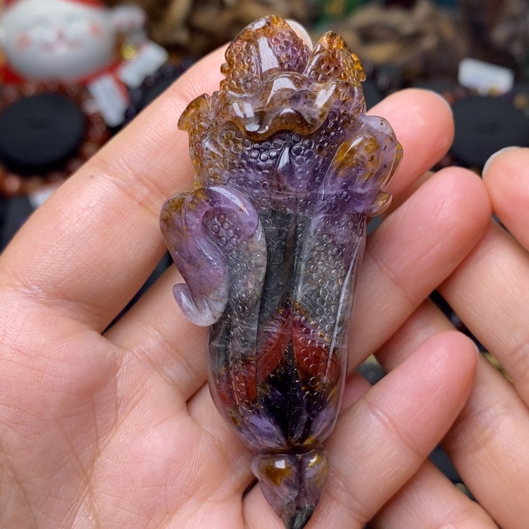 水晶A015极光四色吊坠未镶嵌好****u