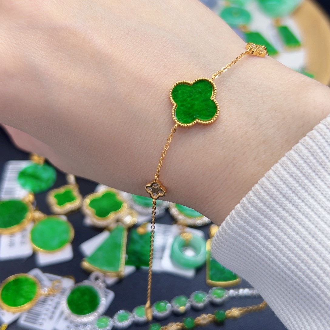 翡翠手链未镶嵌天然缅料A货