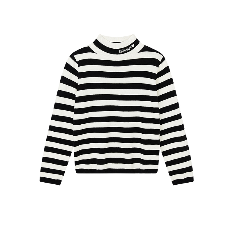 【籽言专属】气质通勤针织衫绵羊毛条纹撞色宽松上衣X10AZS8503