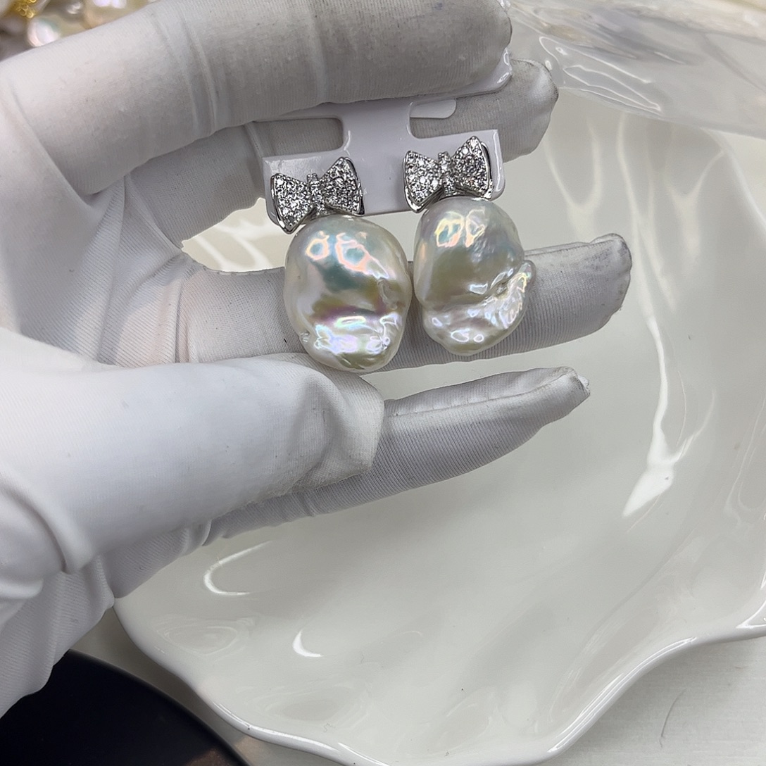 合金淡水珍珠耳饰