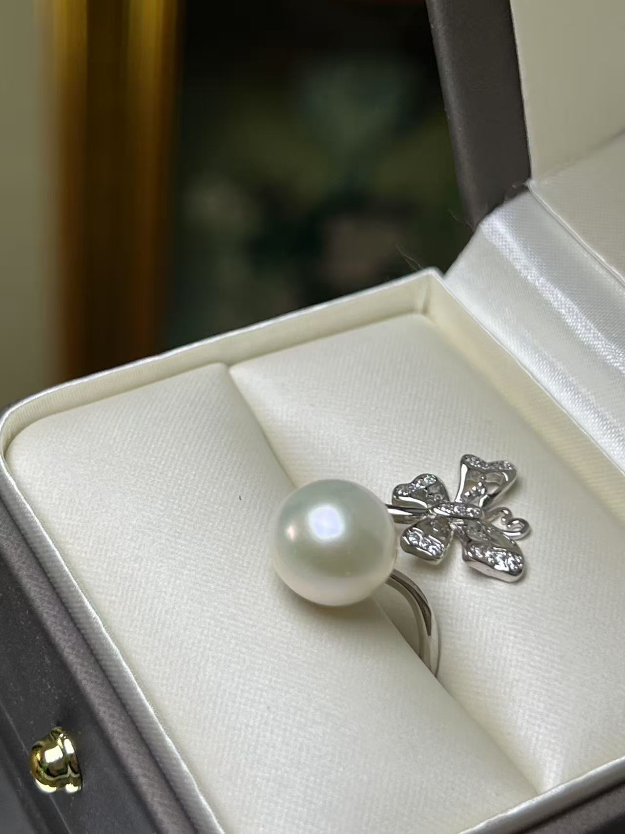 03）11-12mm强光淡水珍珠蝴蝶戒指