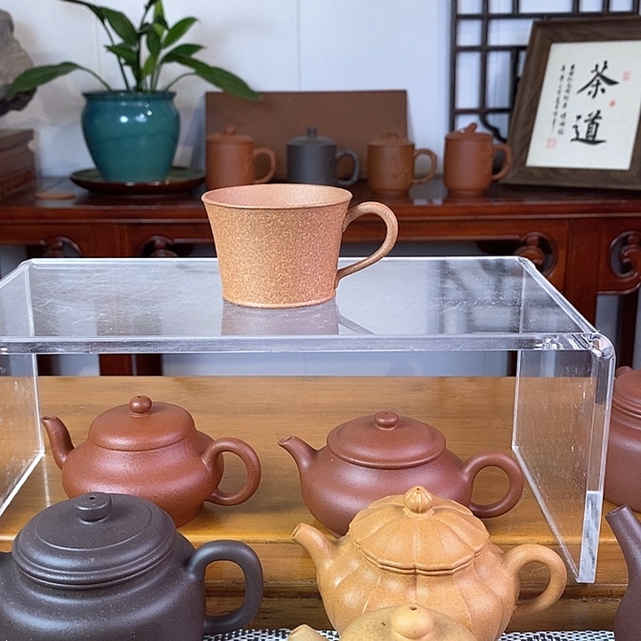 茶杯紫砂降坡泥带把杯零添加