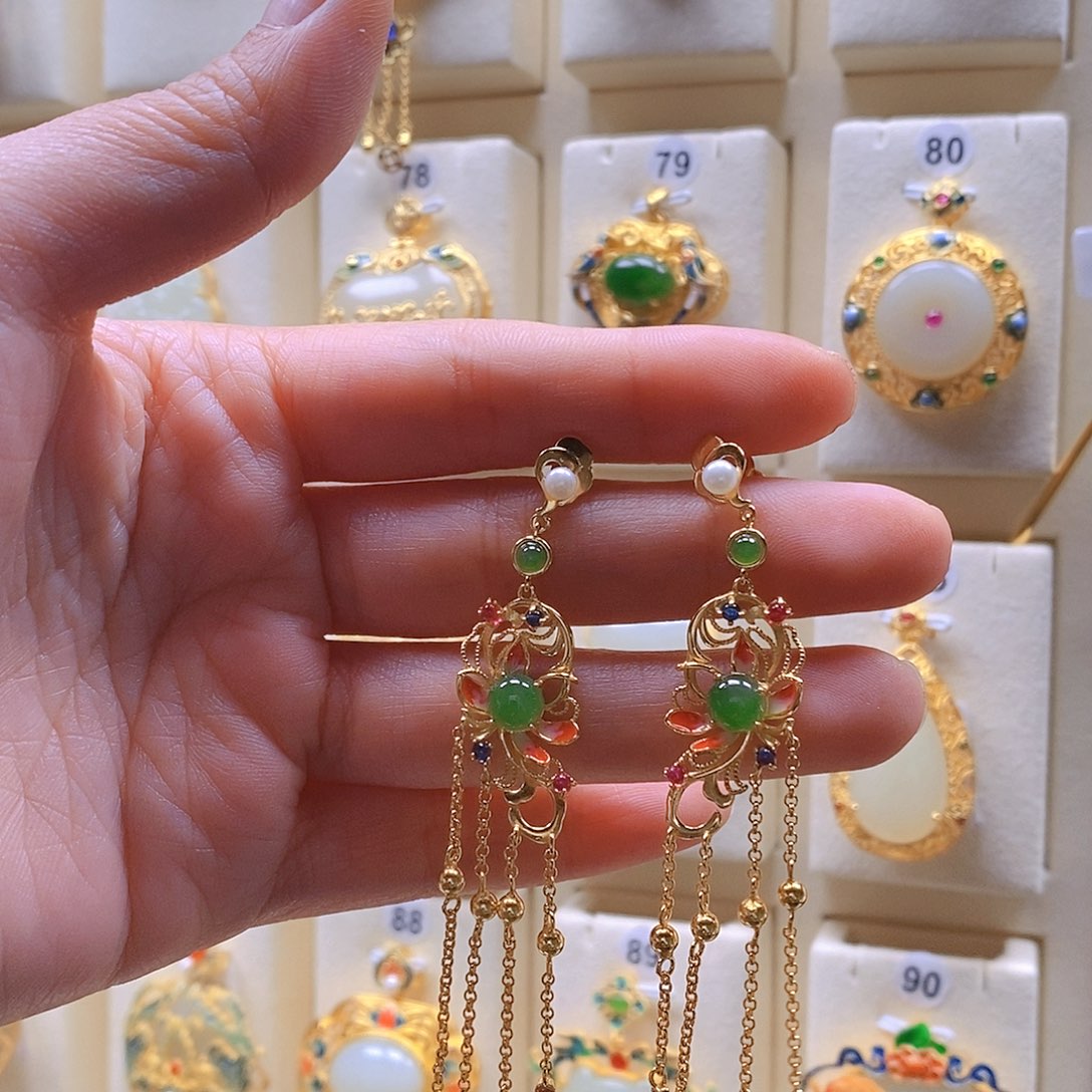 和田玉颈饰银S925镶嵌