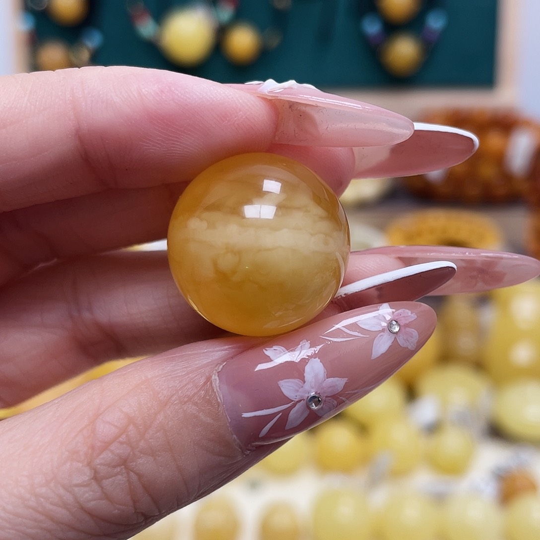 蜜蜡未镶嵌珠宝奇石20.8mm瑕