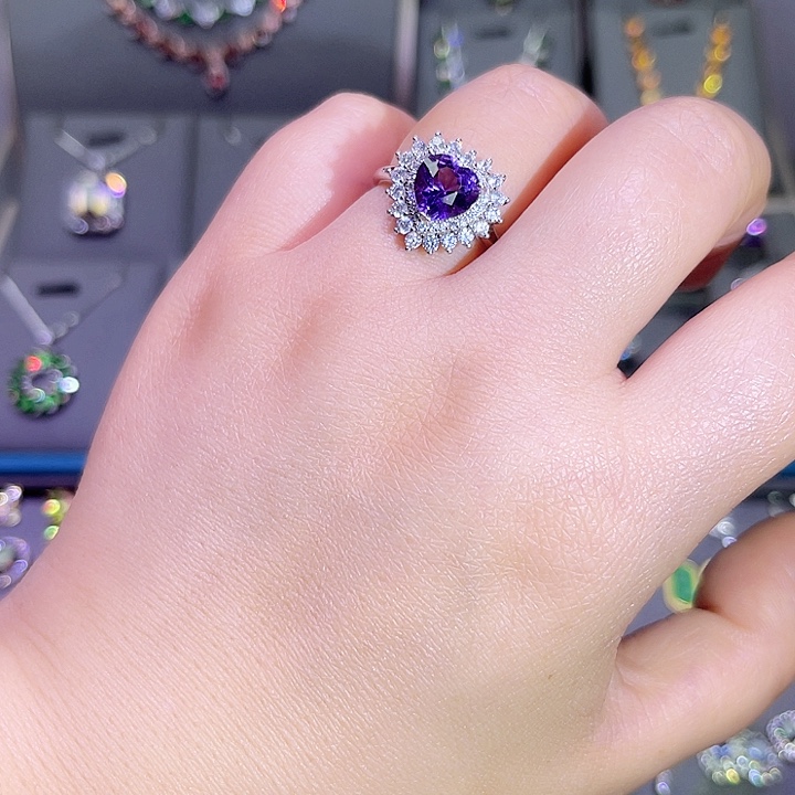 紫晶戒指银S925镶嵌戒指