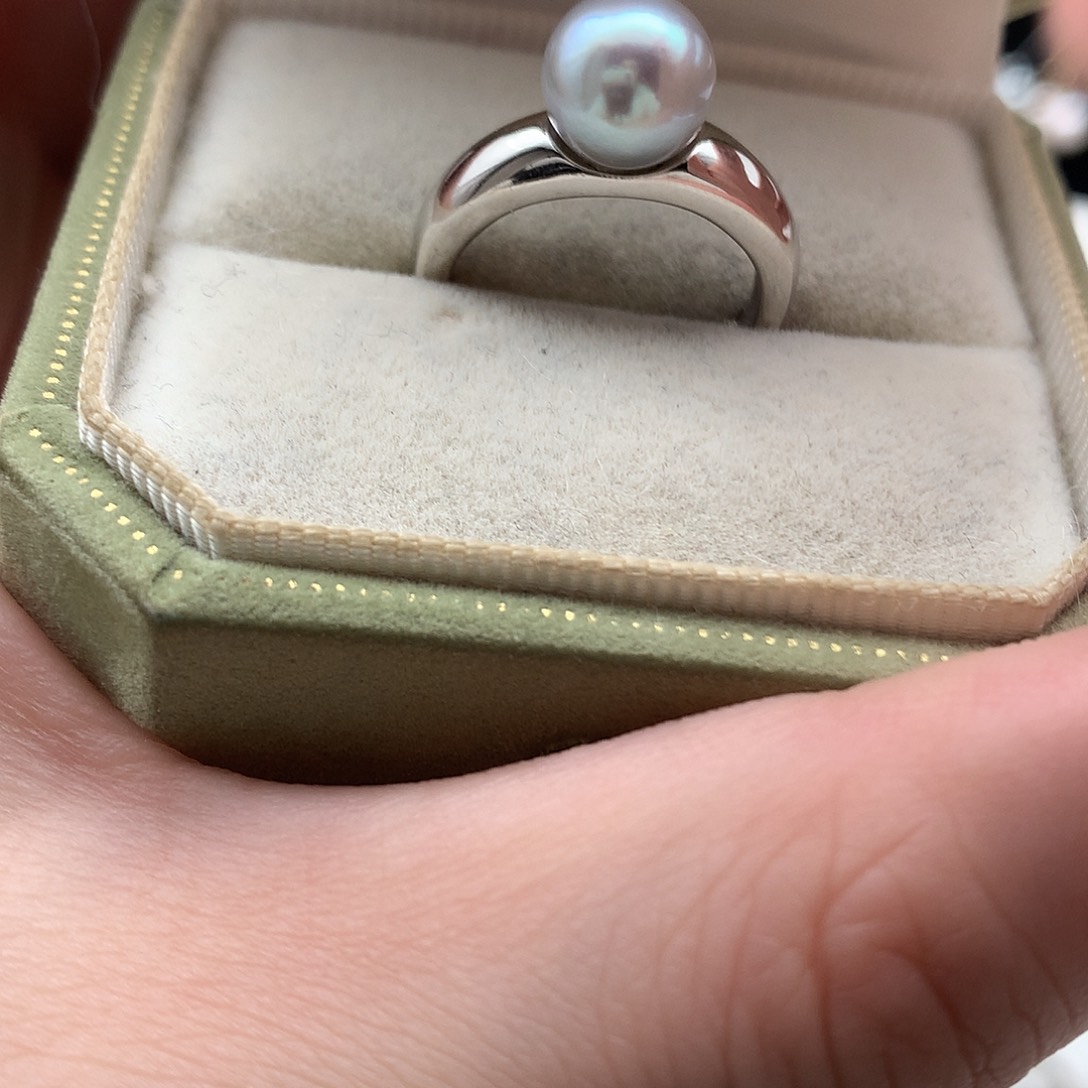 海水珍珠银S925镶嵌戒指8.5-9mm 真多麻