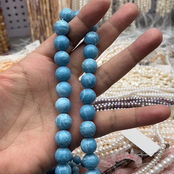 未镶嵌玛瑙/玉髓珠宝半成品半条14mm海纹石（拍2发1）
