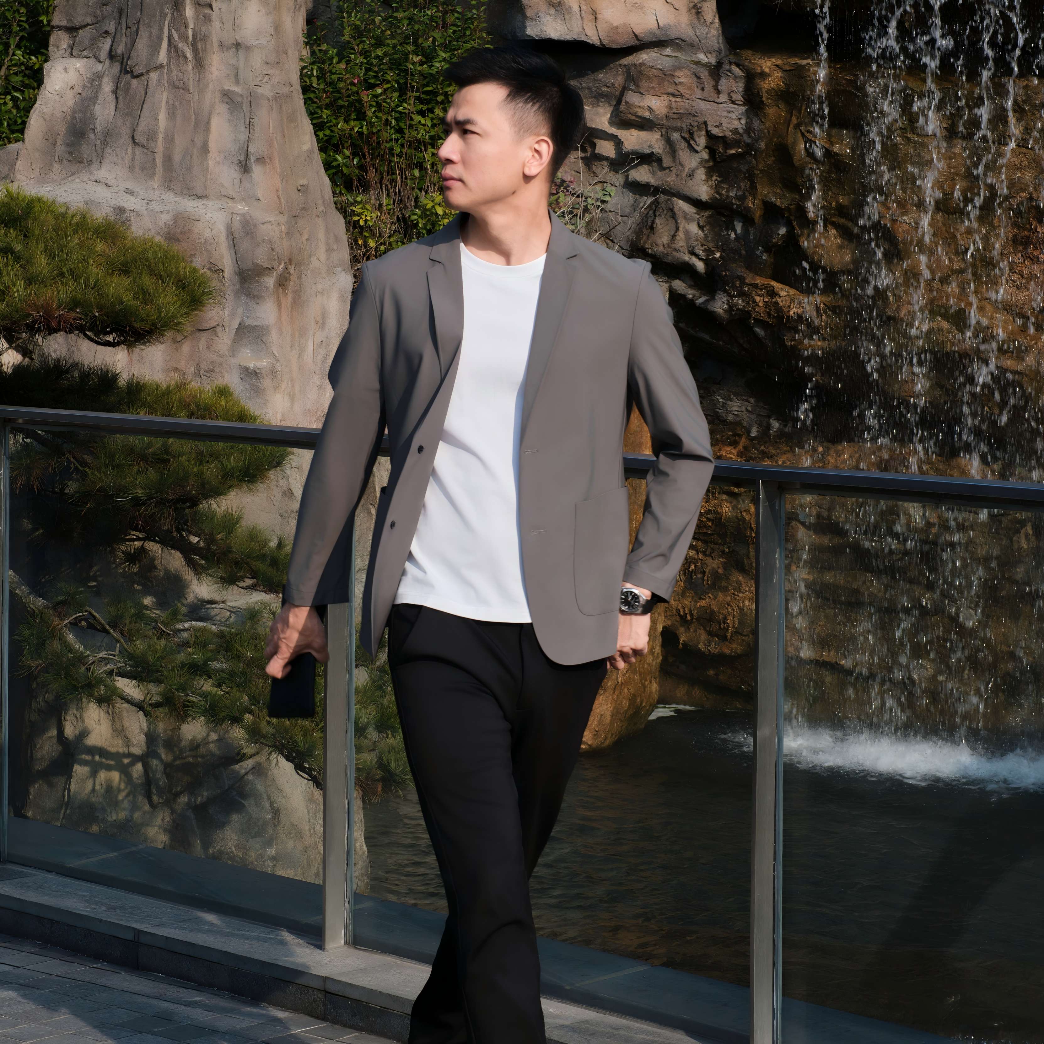 【bing哥哥】春夏男士纹理感防晒西服商务轻奢西装外套