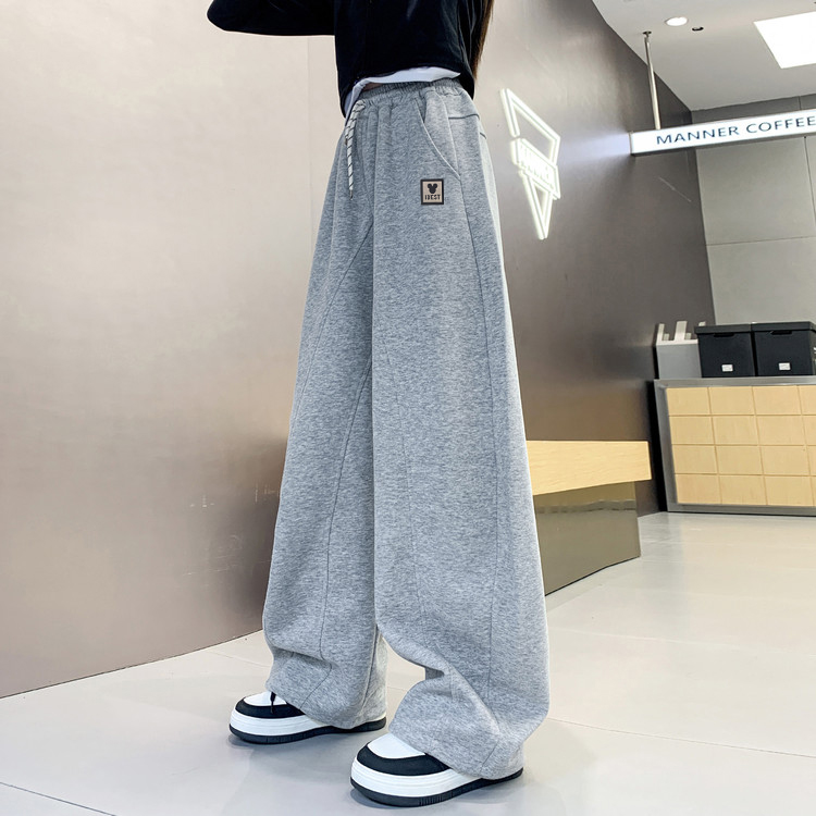 女童卫裤秋冬季新款中大童洋气针织卫裤7到18岁大童校园风弯刀裤