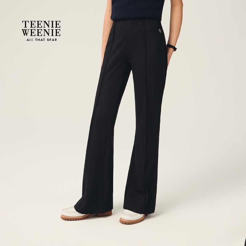 TeenieWeenie小熊卫裤2025秋新款洋气微喇针织休闲裤TTTM254902W