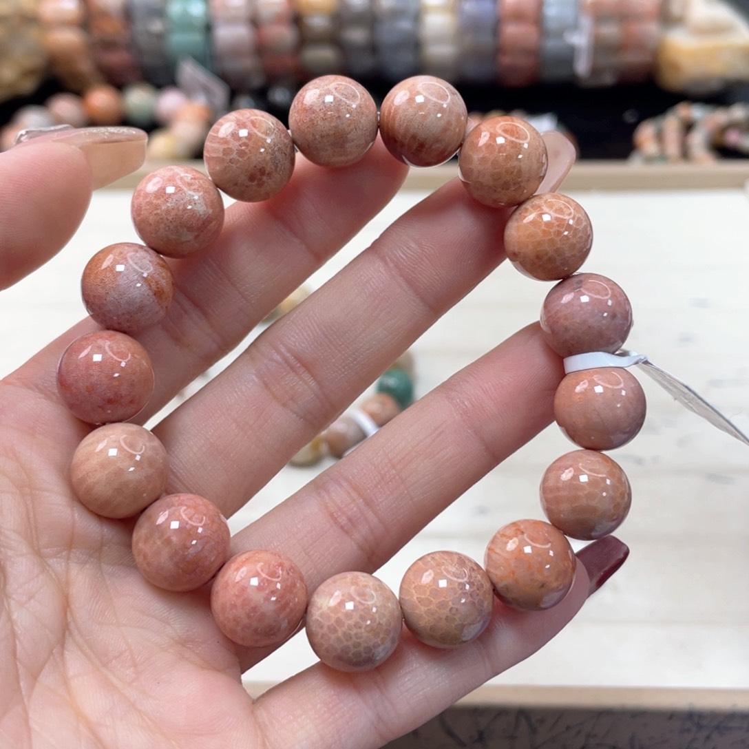 硅化珊瑚（珊瑚玉）手链未镶嵌奶*317