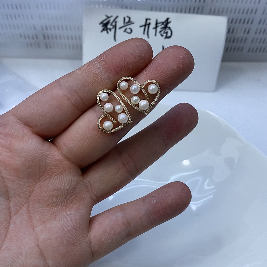 海水珍珠银S925镶嵌耳饰