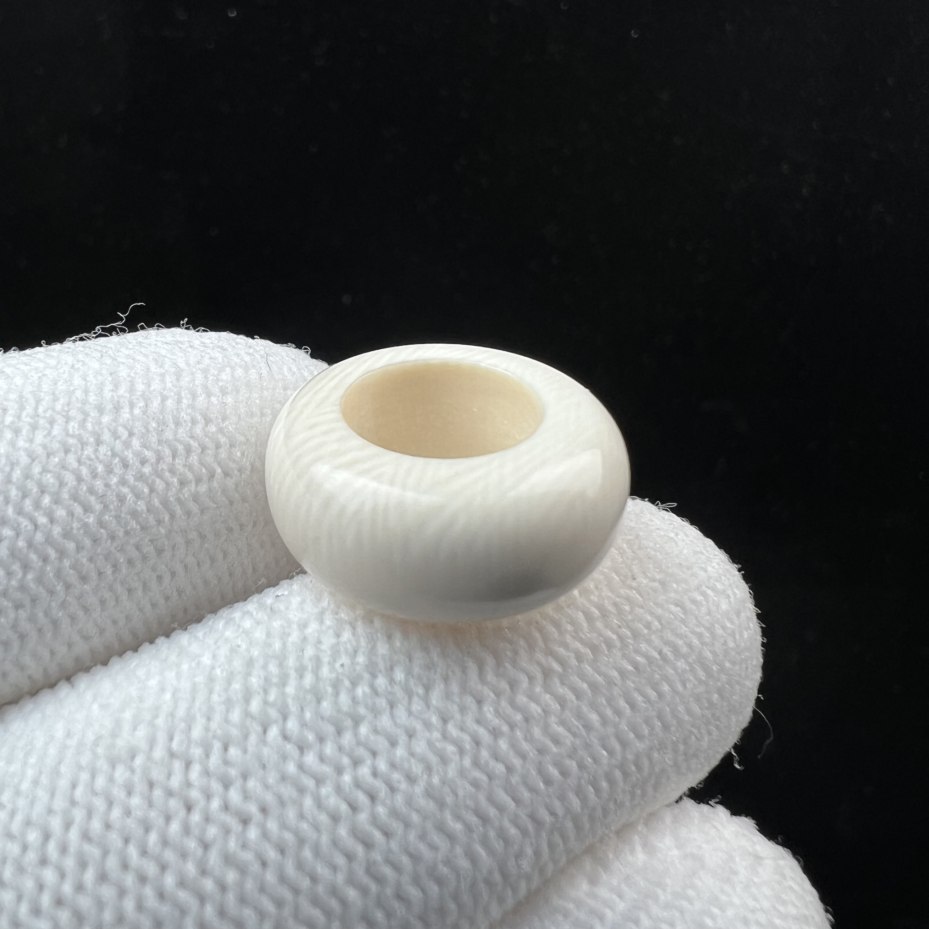 J4535天然猛犸牙跑环戒指内径10mm支持鉴定 假一罚四