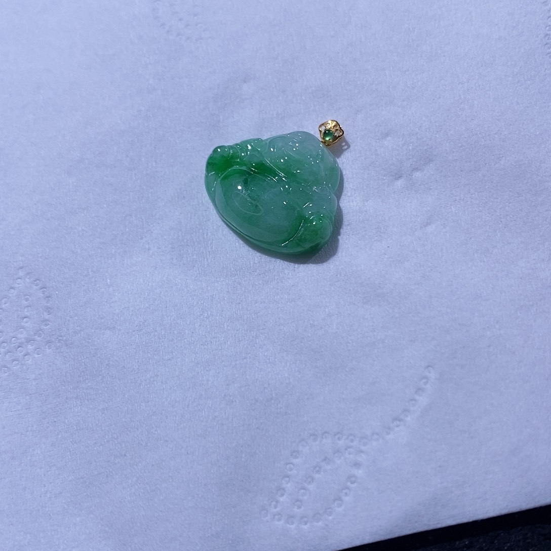 翡翠吊坠(不含链)18K金镶嵌