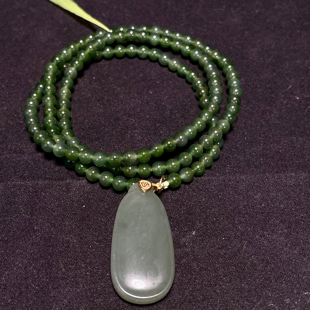 2218 【平安顺遂】和田碧玉平安牌多圈精致美观4mm