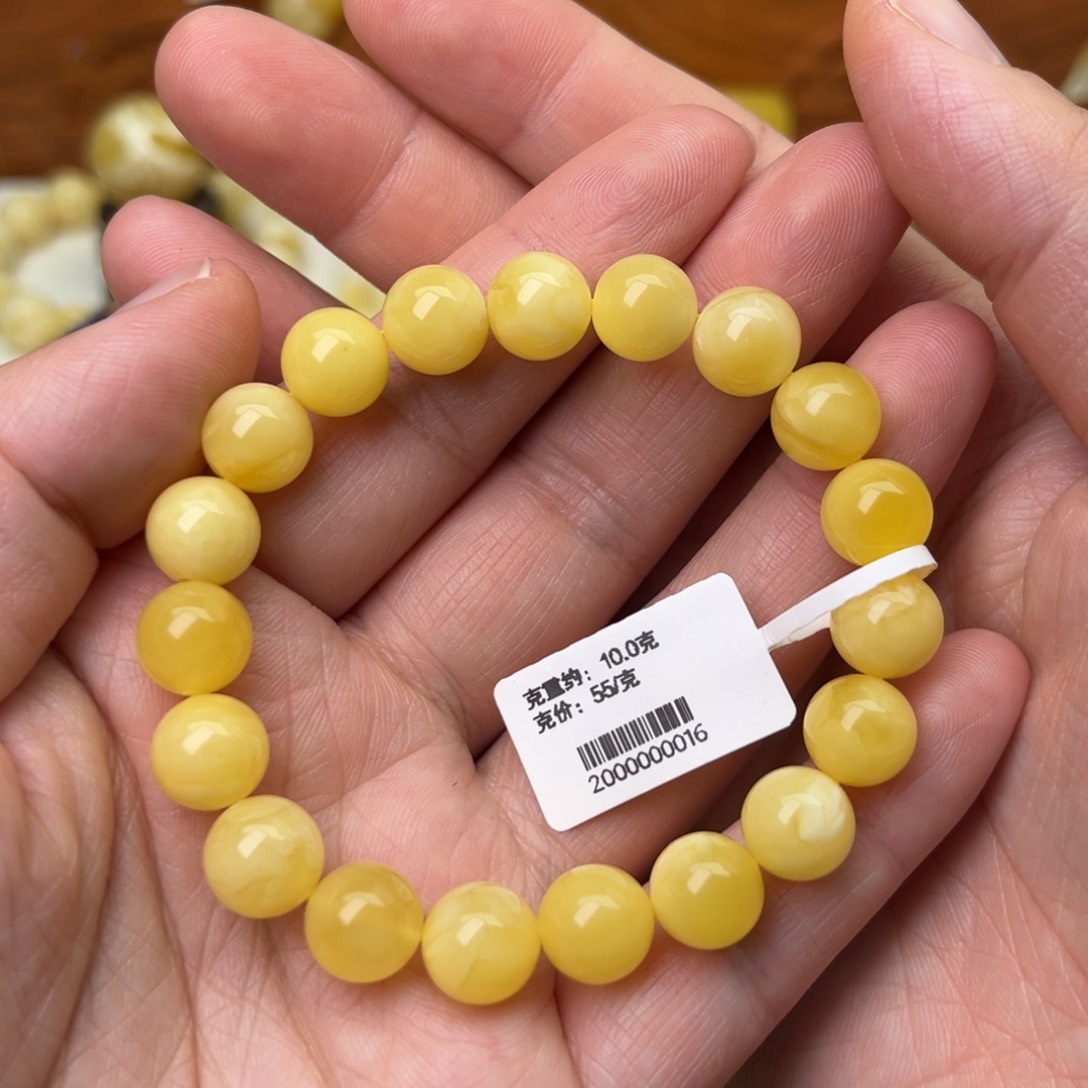 未镶嵌蜜蜡手链9大加浓蜡鸡油黄